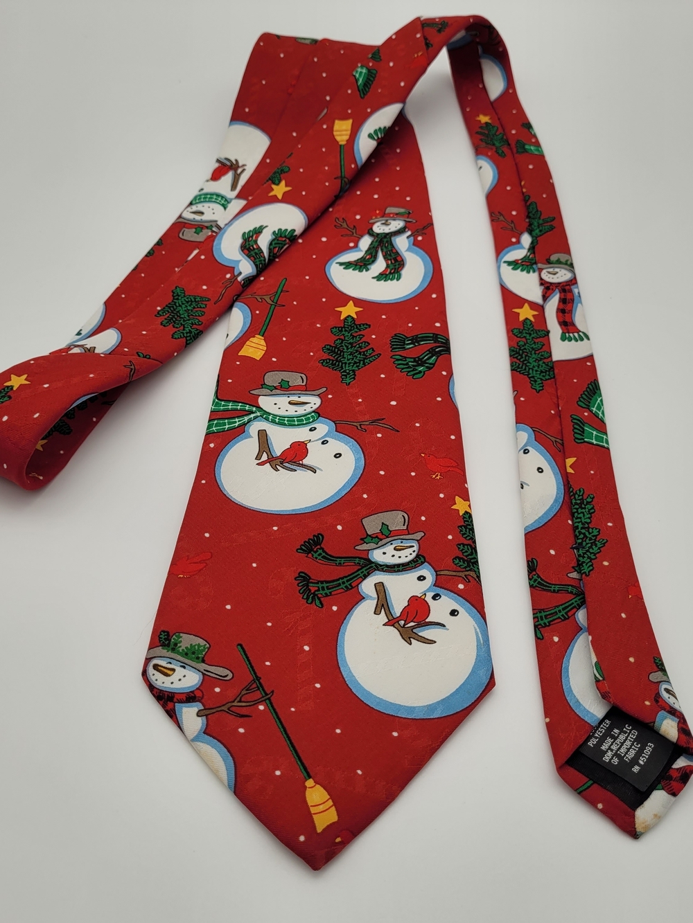 Red Snowman Print Holiday Tie Specialties Hallmark